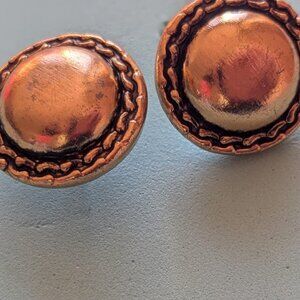 Vintage Gold Button Stud Earrings - Retro Clip-On Earrings for Women - Classic
